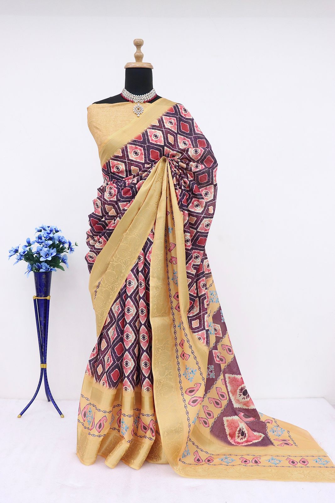 DF 173 Ek Tara Silk Weaving Zari Border Printed Saree Wholesale Shop In Surat